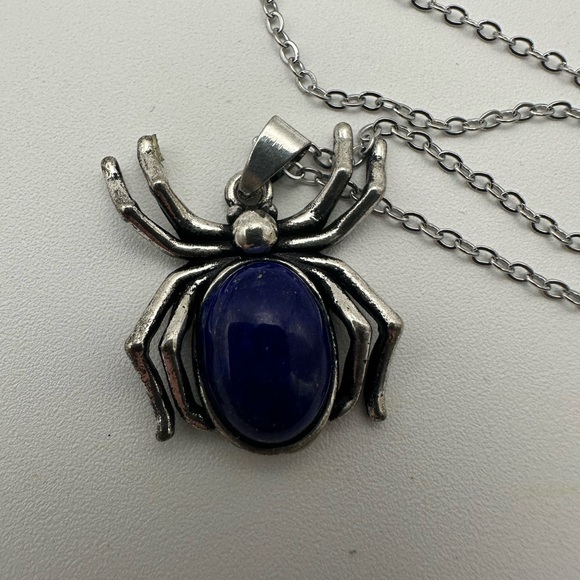 Lapis Lazuli/Copper Spider Pendant Necklace - Picture 6 of 9